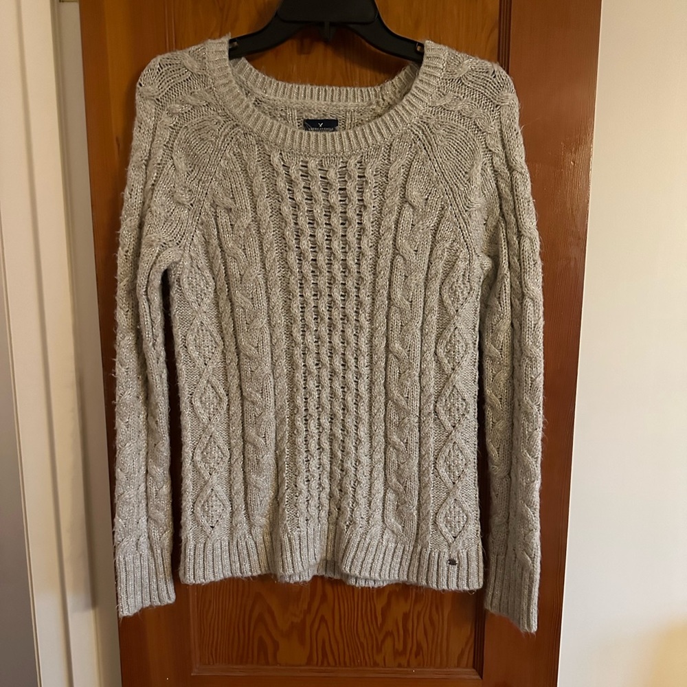 American Eagle Sparkly Cable Knit Sweater